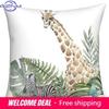 Tropical Green Leaf Pillowcase Animal Print Pillowcase Giraffe Zebra Cushion Cover
