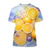 Summer Round Neck 3D Fruit Lemon Pattern Print Top Fashionable Casual Short Sleeved Men's and Women's Unisex T-shirts
