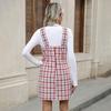 DAFIFY Women's Fashion Spring Fall Plaid Print Sleeveless Suspenders Middle Waistline Casual Dresses
