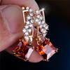 Trendy Crystal White Red Zircon Stone Hoop Earrings For Women Vintage Gold Color Wedding