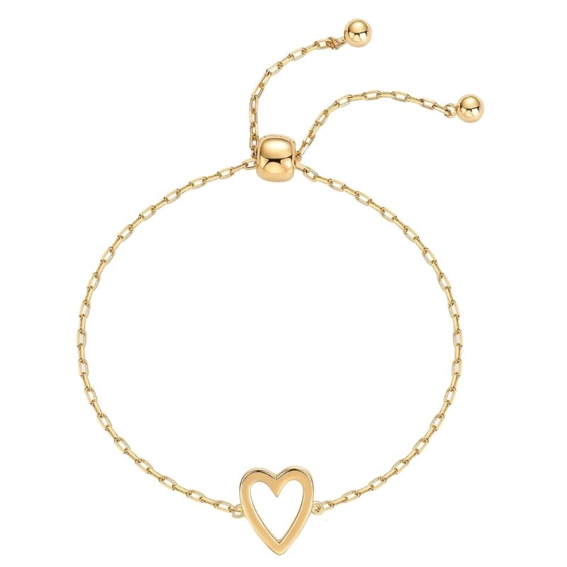 Hypoallergenically Stainless Steel Heart Hollow Bracelet Adjustable Fit Wristchain for Sensitive Skin Daily Wear