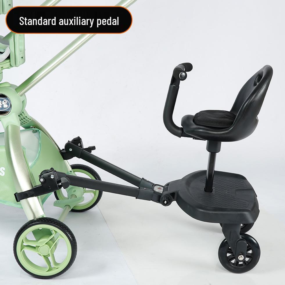Convertible Two-Way Baby Stroller with Attachable Pedal and Shock-Absorbing Wheels
