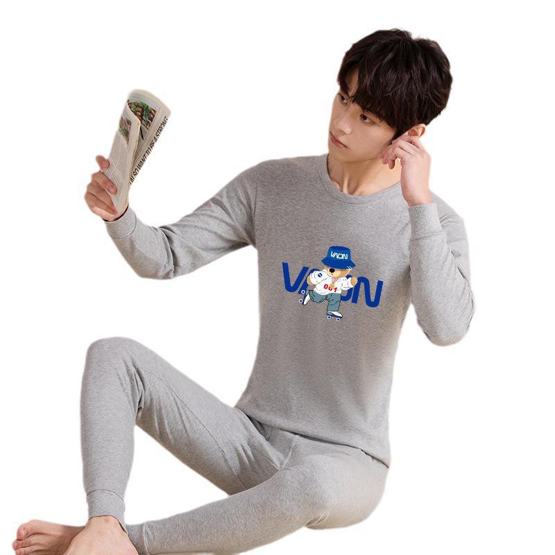 Pure Cotton Autumn Thermal Suit for Youth Boys - Lightweight Long Underwear
