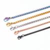 2mm-4mm Stainless Steel Square Pearl Chain Necklace In Steel, Gold, Black, Rose Gold, and Multicolor, Lengths: 45cm-75cm.