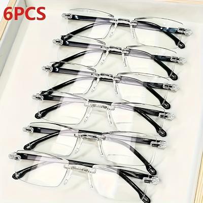 1/6pcs Ultra-Light Rimless Reading Glasses HD Presbyopic Readers for Men & Women