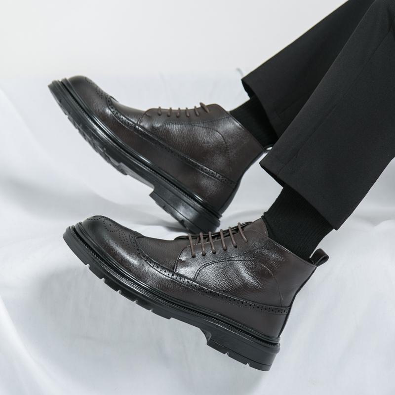 Fashionable Trendy Leather Men's Boots Luxury Brand High Top Men Chelsea Boots High-quality Non Slip Sole Business Leather Boots