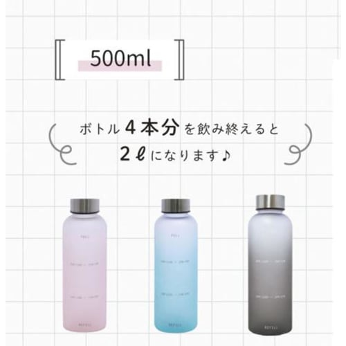 0.5 Liter Water Bottle, 500ml, with Time Marker, BPA-Free [Drink 2 Liters of Water Per Day!] Outdoor Sports Bottle, Large Capacity, Gray, 500ml