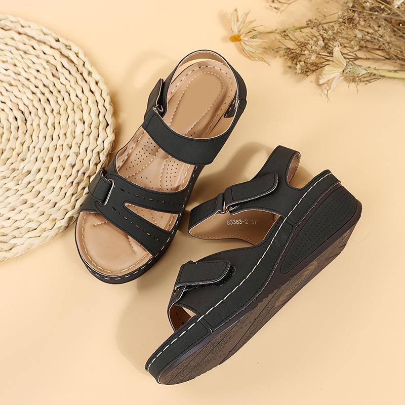 Women's Large Size Fish Mouth Casual Sandals Roman Style Sandals Women's Outer Wear Velcro Shoes