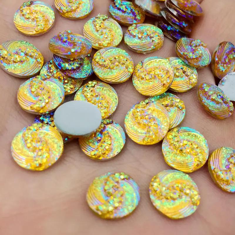 100pcs 10mm Round Resin Rhinestone Crystal Stone Beads Flatback For DIY Wedding Decoration -A59