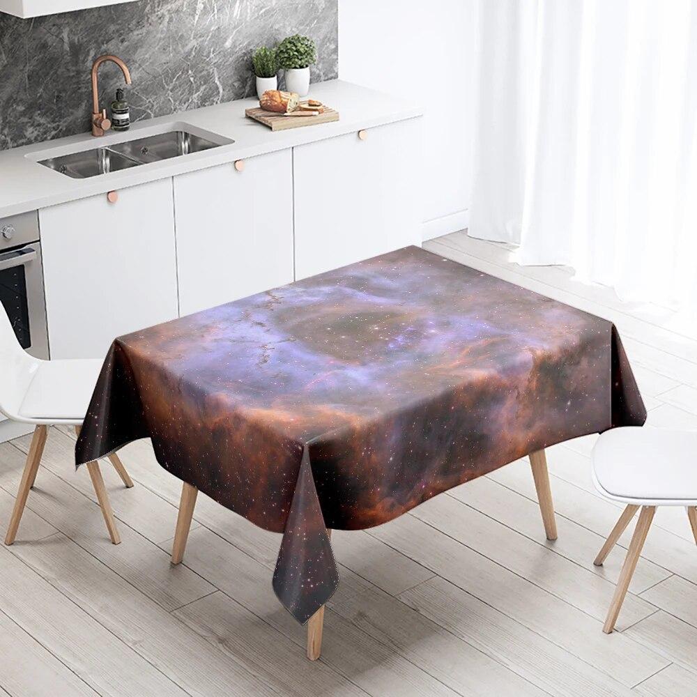 Starry Universe Tablecloth Camping Party  Anti-Stain Waterproof Rectangular Kitchen Dining Table Home Decor