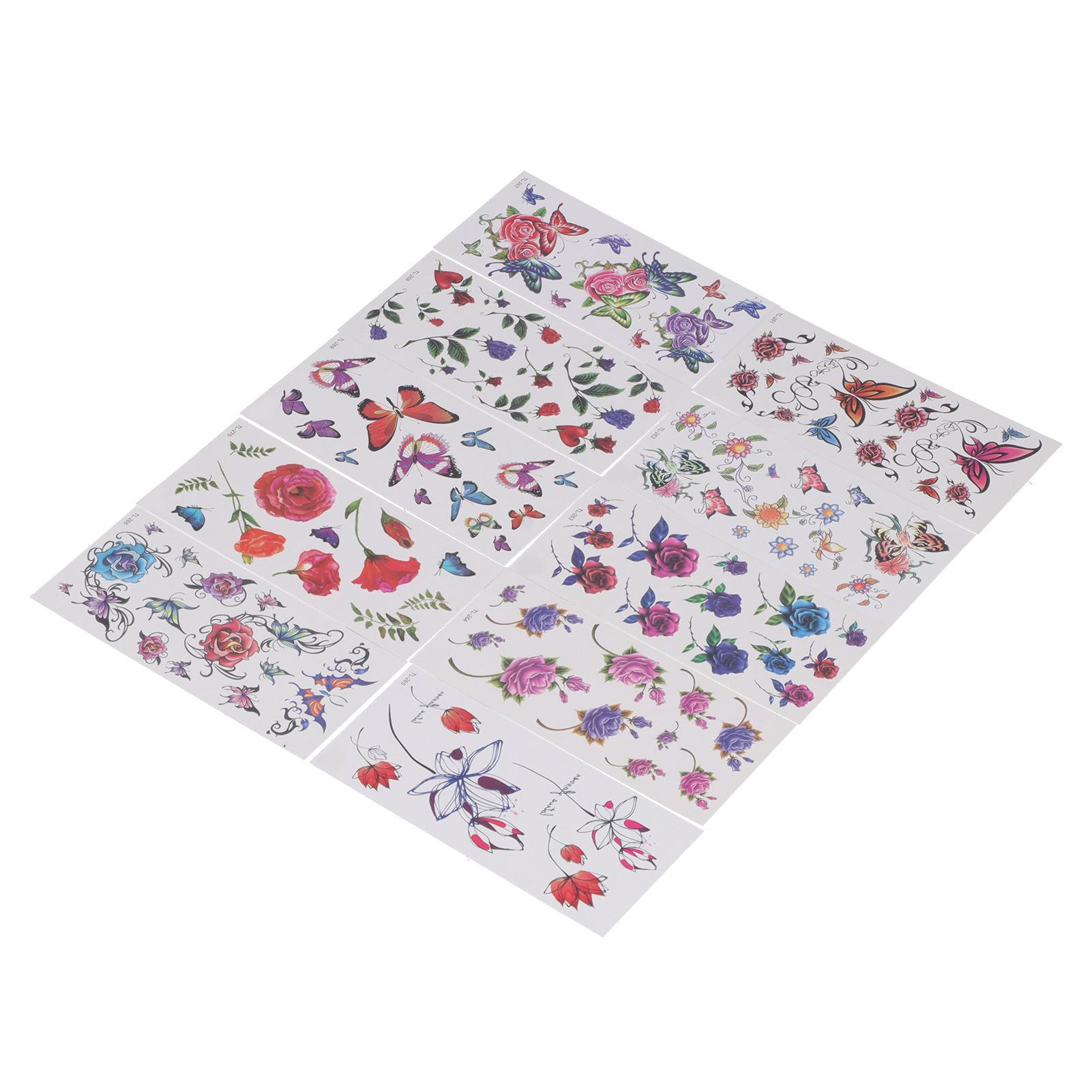 

20 шт. Временные татуировки Водонепроницаемые с цветочным узором Набор наклеек с имитацией татуировок для женщин