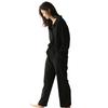 PeiYA Cotton Pajamas with Turndown Collar and Open Loose Fit Free Women's Long-Sleeved 100% Front, (JP, Alphabet, L, Size, Black)