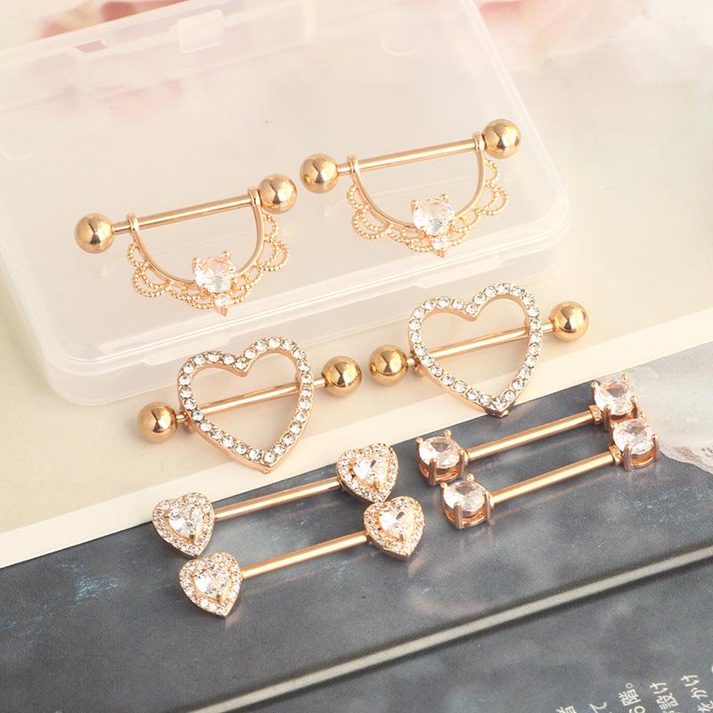 Stainless steel body piercing jewelry set - heart-shaped body piercing jewelry