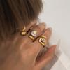 Euro-American Style Stainless Steel Inlaid Zircon Ring, High-end Light Luxury Open Ring, Niche Titanium Steel Hand Jewelry