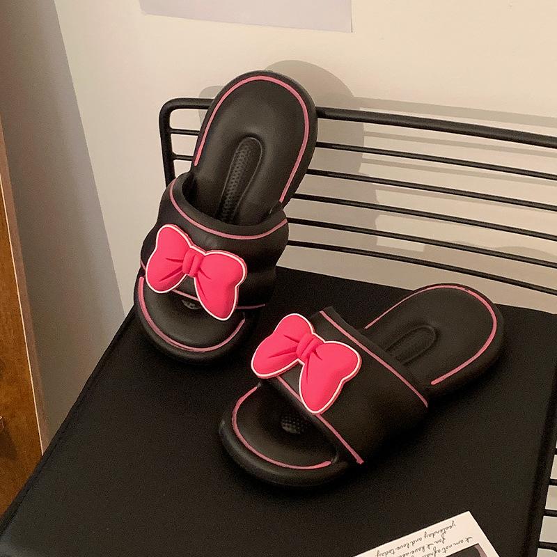 

Милые тапочки с бантом женские летние новые модные универсальные нескользящие домашние прохладные тапочки 40~ 41 [Suitable for 39~ 40]