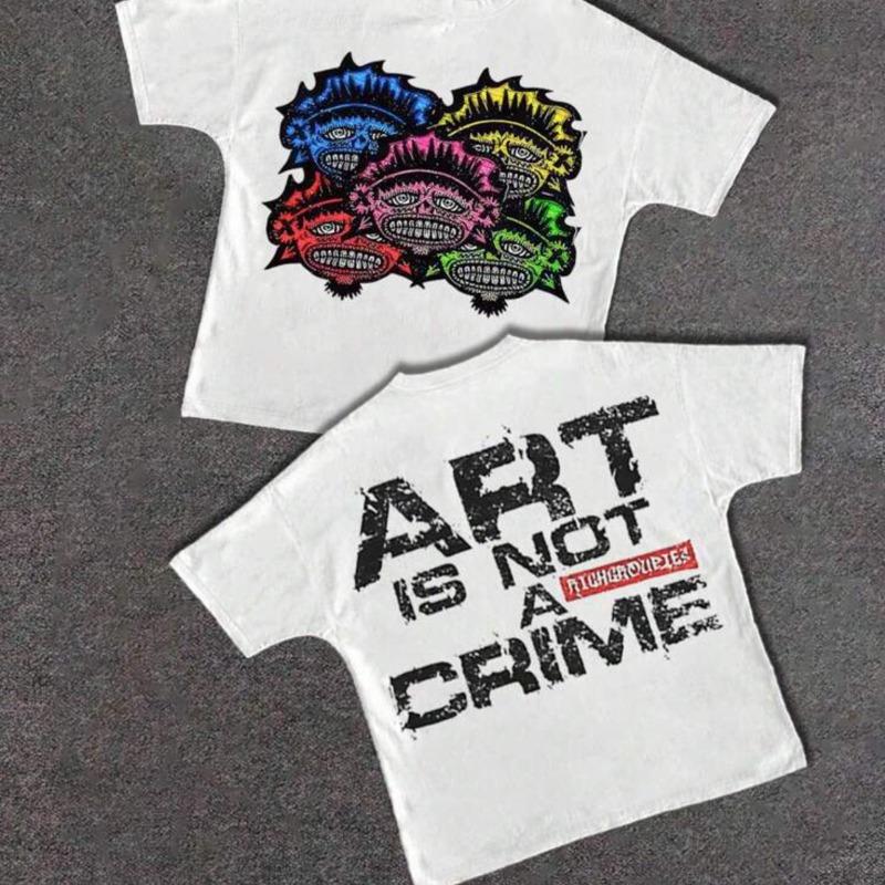 Trendy Hip Hop Y2K Street Mens Tshirt Summer New Style Suitable for Both Men and Women Cotton Casual Tshirt