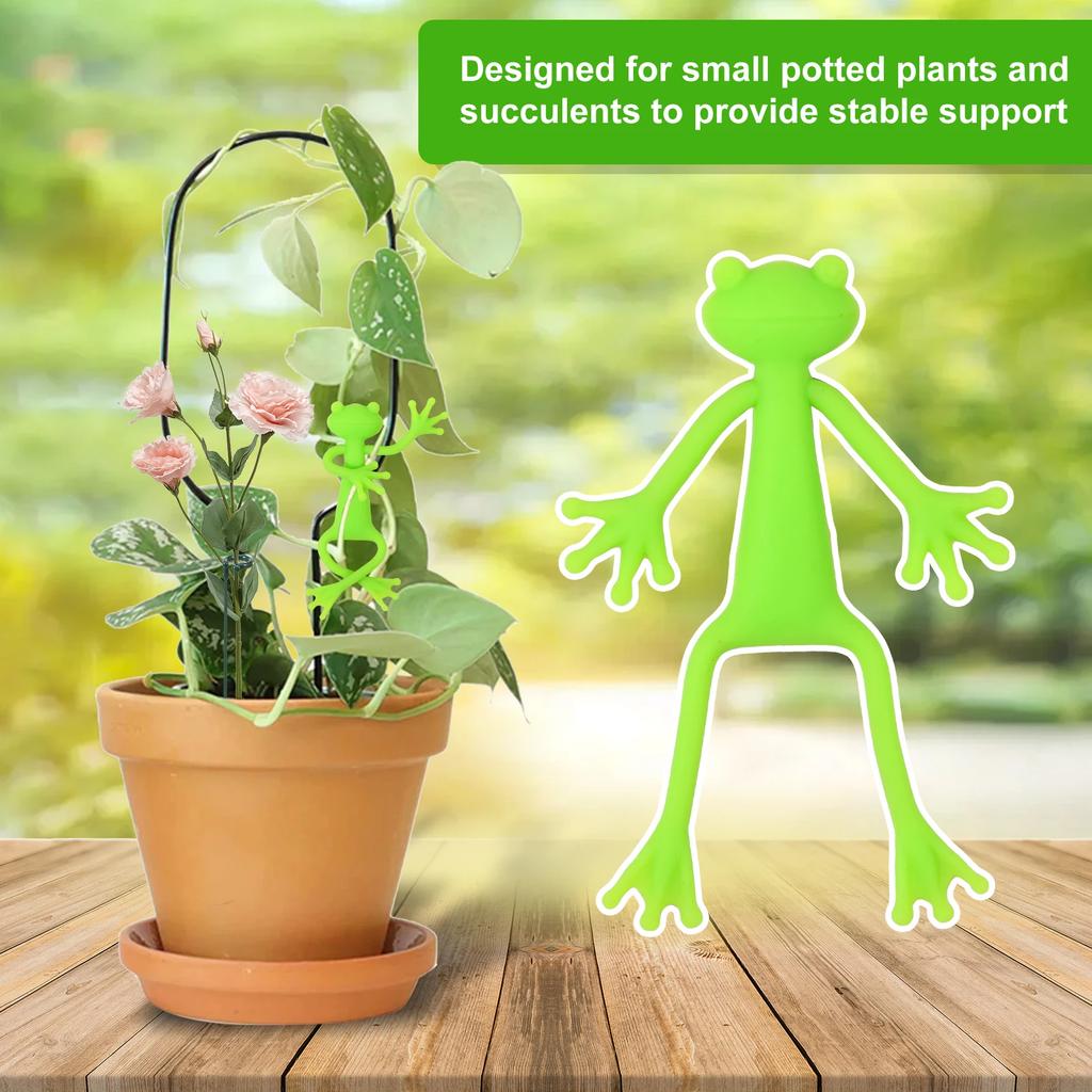 10Pcs Plant Supports Stakes Frog Decoration Clip Plastic Flower Stand Sticks Gardening Bonsai Fixing Tool Climbing Plants Holder