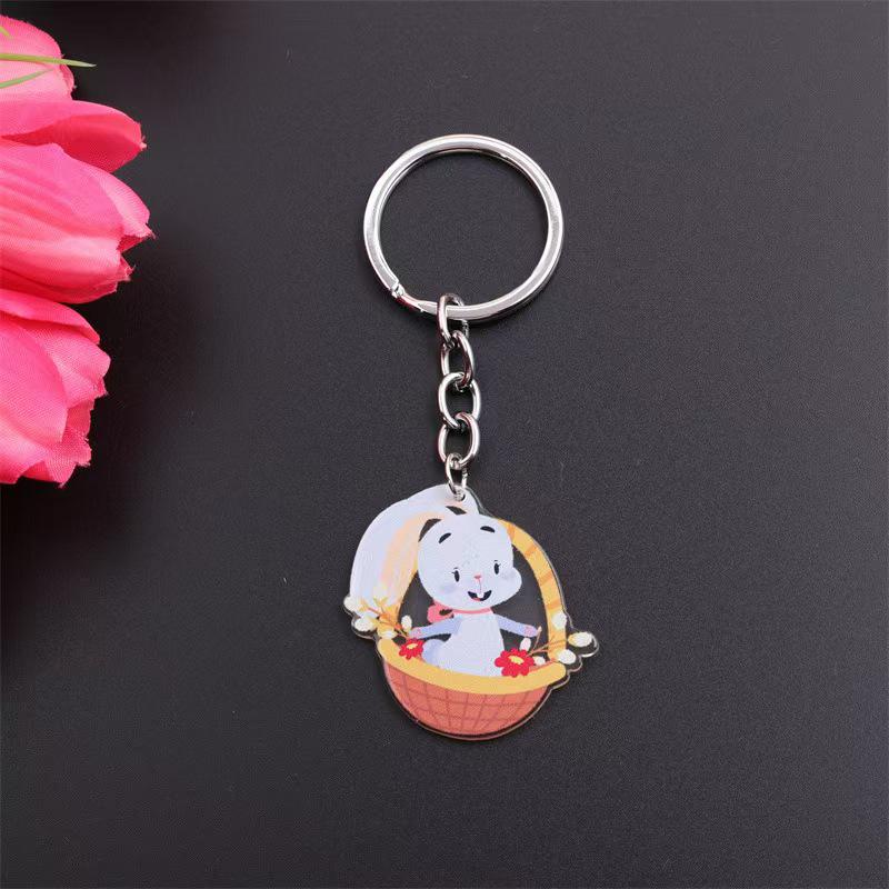 Personalized Easter Keychain: Carrot Rabbit, Colored Egg, and Little Chick Pendant for Women