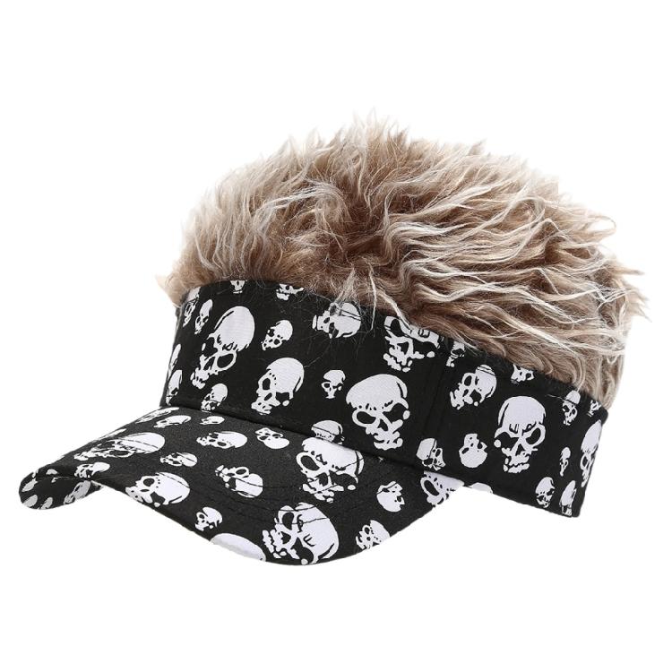 Hairy Baseball Hat Sports Fan Headgear Wigs Prank Cosplay Accessories