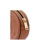 Celine Cuir Triomphe Triumphal Arch Logo Embossed Oval Zipper Smooth Calfskin Round Disc Clutch Handbag Coin Purse Extra Small Women's Tan