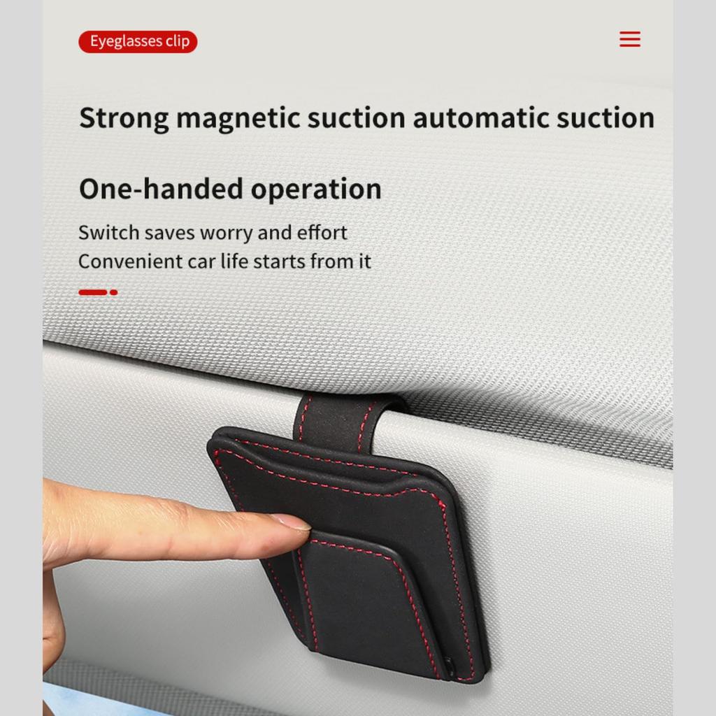 KaminoKa Sunglasses Holder Eyeglass Holder Sun Visor Storage Card Case Ticket Holder (Beige)