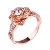 18K Rose Gold Simulated Diamond Wedding Ring for Women
