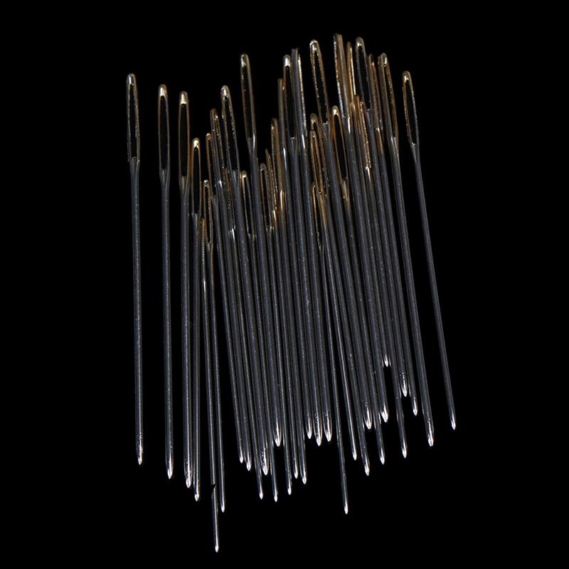 30Pcs Hand Sewing Needles Gold Eye Embroidery Cross Stitch Needles With Threader