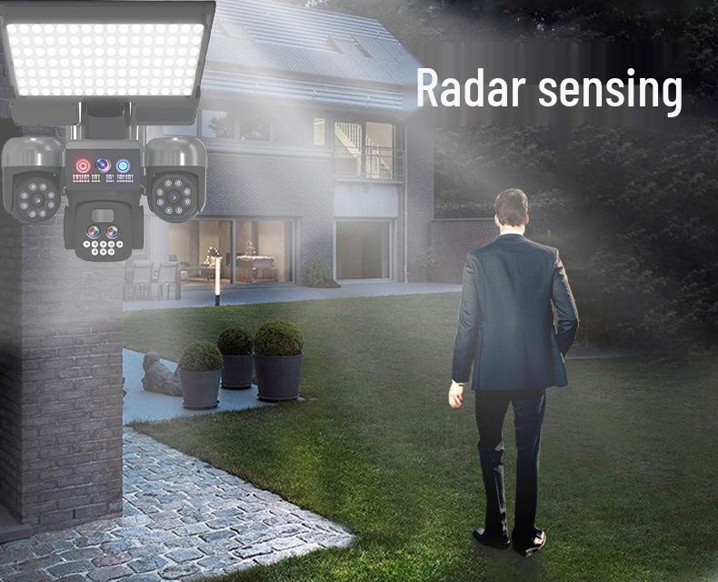 Waterproof Solar-Powered Outdoor Camera with Two-Way Voice, Full-Color Night Vision, and Home Courtyard Light.