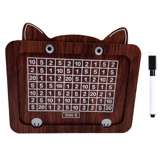 Wooden Money Box with Counter Savings Target And Numbers Money Saver Coin Bank Reusable Cash Vault Savings Box for Kids And Adults Savings Challenge