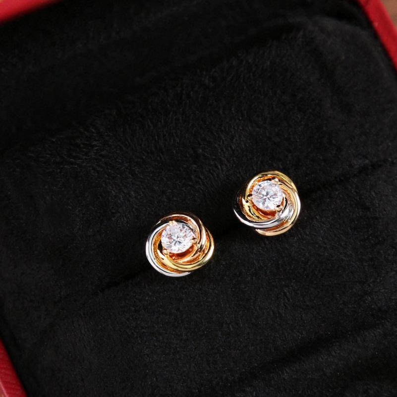 New Hot Brand Vintage Tricyclic Earrings for Women Luxury Jewelry Fashion Designer Eardrop 925 Silver Diamond Stud Earrings