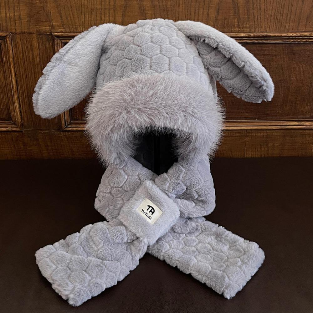 Winter Hooded Hat Scarf Set Thicken Lei Feng Hat Cute Fluffy Bomber Hats For Cold Weather