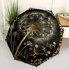 Golden Dandelion Wall Decor: Vintage Floral Artfor Home DécorUmbrella, Portable 3-Fold Compact Umbrella for Men & Women Gift