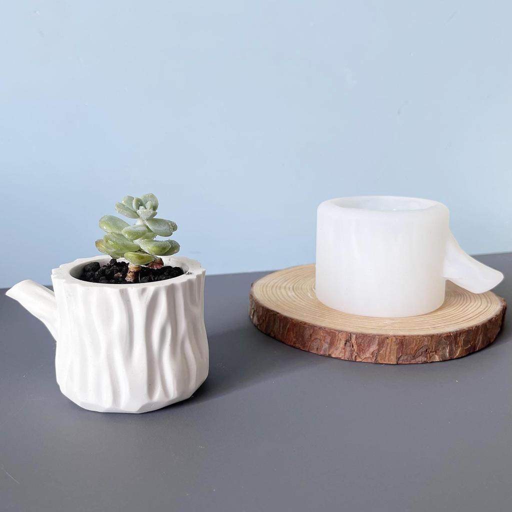 Stump Cup With Handle Silicone Mold Stump Aromatherapy Candle Cup Plaster Vase Silicone Molds