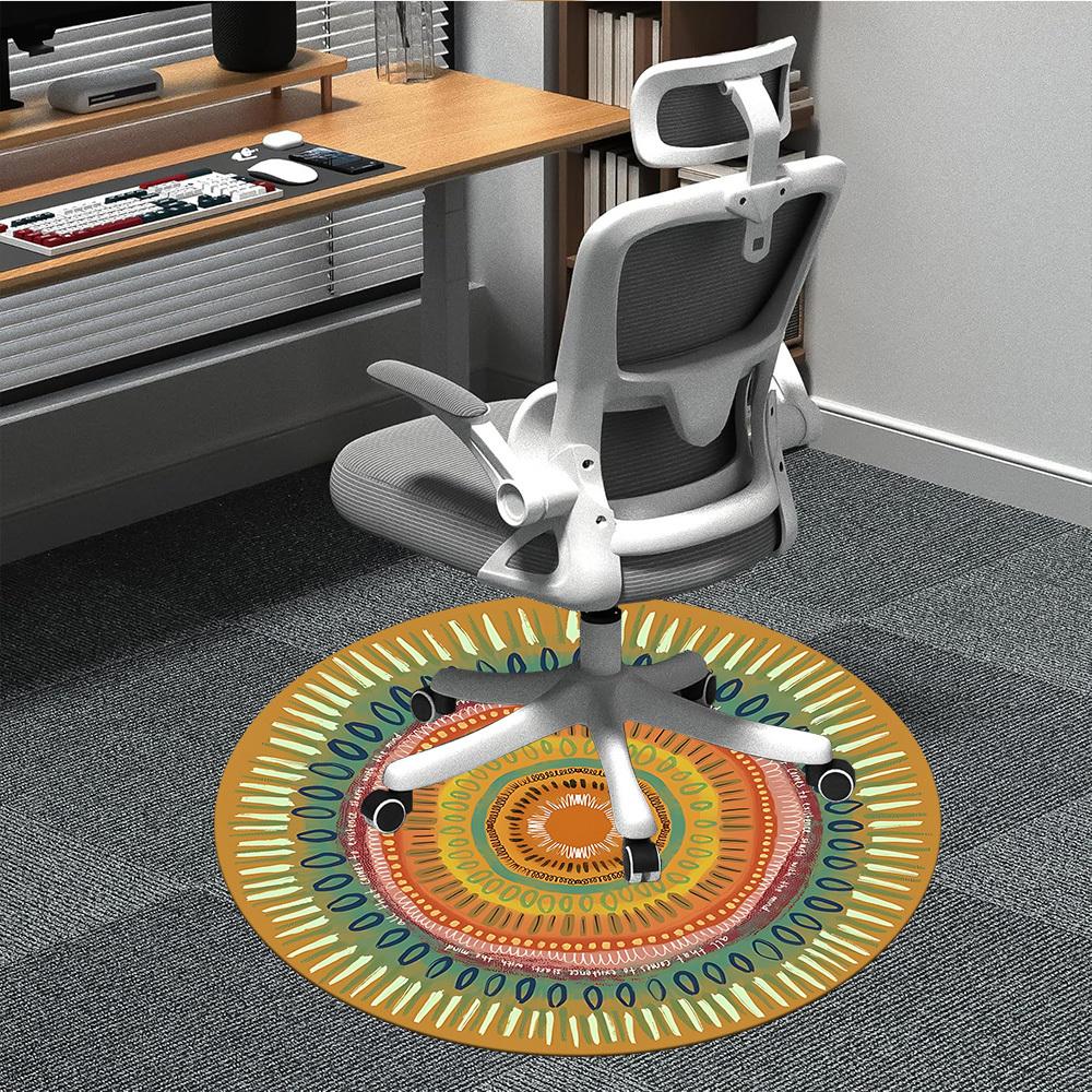 1 Stück Mandala Kunstwerk Teppich, Runder Rutschfester Langlebiger Großer Büroteppich, Geeignet für das Büro