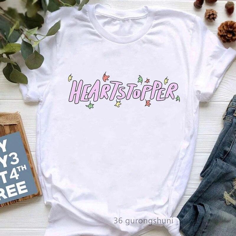 Women'S Clothing Heartstopper Graphic Print Tshirt Femme White Short Sleeve T Shirt Female Aesthetic Clothes Harajuku Shirt