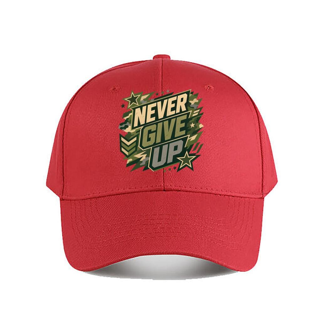 Never Give Up Military Motivation Baseball Cap Fashion Outdoor Sports Sunhat Unisex Snapback Cap Womens