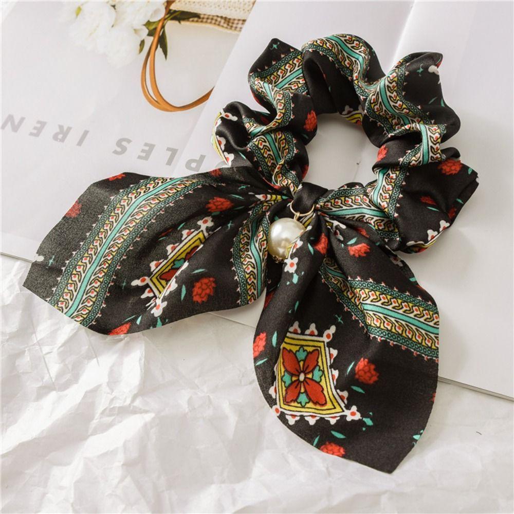 Bowknot Hair Tie Chiffon Pearl Headwear Fashion Hair Accessories