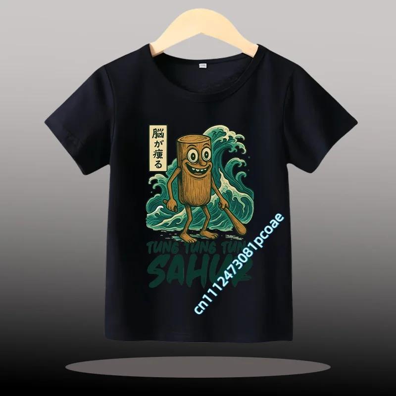 Children Unisex T-shirt Girl Boy Italian Brainrot Animals Kids Tung Tung Tung Sahur Short Sleeve Funny Meme Tee Summer Clothing
