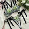 New Butterfly Embroidery Suspender Transparent Mesh Yarn Seductive Girl Sex Suit