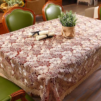 Damask Masa Örtüsü Kırsal Su Eriyen Dantel Etek Çiçek Nakış Avrupa Tarzı Örtü Yıkanabilir Masa Örtüsü Çay Masası İçin
