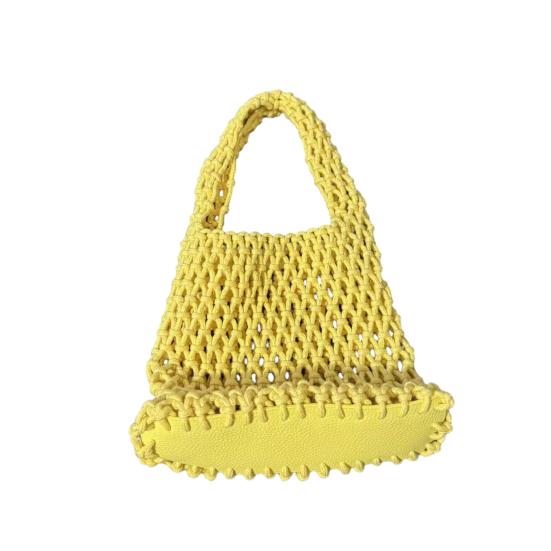 

Сумка-тоут ручной работы из хлопковой веревки, плетеная ажурная сумка, женская портативная сумка-тоут для путешествий, пляжа, шопинга жёлтый