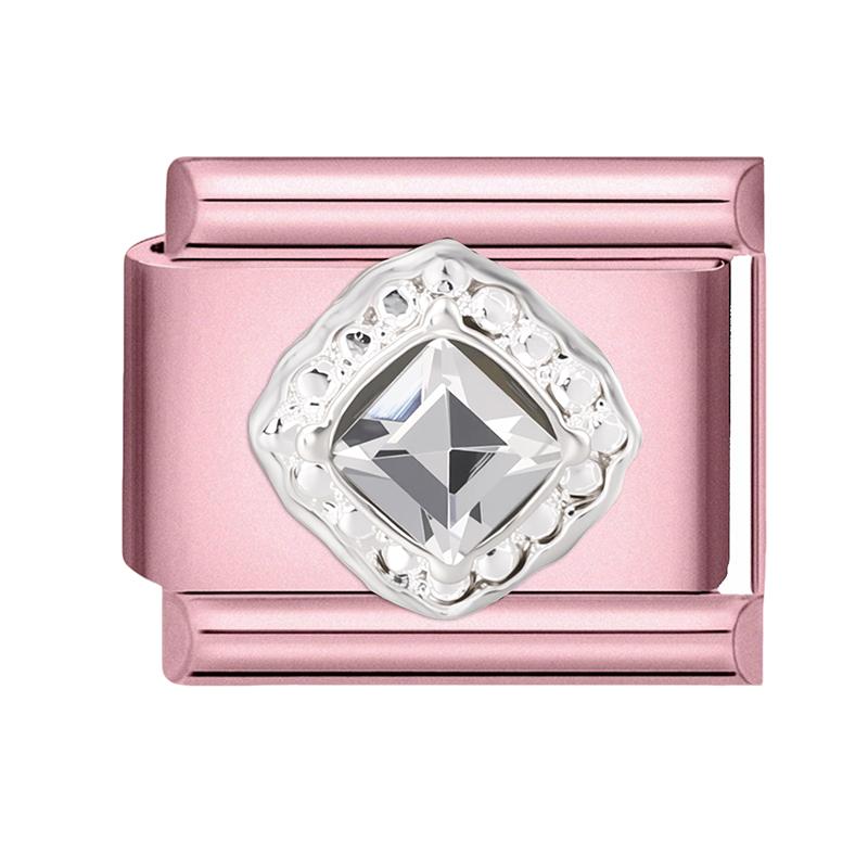Fashion Zircon Pink Butterfly Star Bow Flower Rabbit Italian Charm Links Fit 9MM Stainless Steel Bracelet Women DIY Making Gift