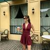 European & American Style Deep V-Neck Sleeveless Jumpsuit, Women's Summer Waist-Cinching Wide-Leg Shorts