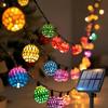 Moroccan Wrought Iron LED Solar String Lights Outdoor Metal Ball Decor