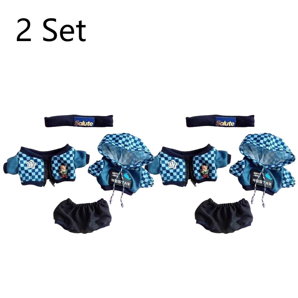 

1/2Комплект Милая плюшевая одежда для куклы Лабубу 17см Одежда для куклы Повязка на голову Толстовка Пальто Брюки для корейских Kpop/Exo/Idol кукол Одежда 2 Set