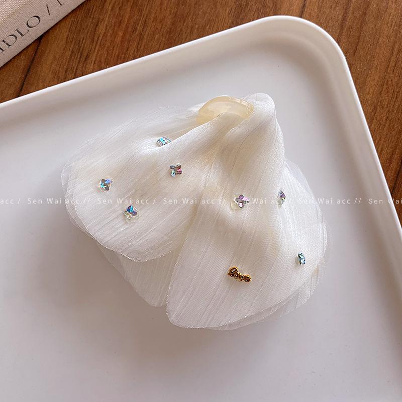 Super Immortal Snow Mist Butterfly Tulle Flash Diamond Butterfly Catch Clip Female Back Head Disc Hair Shark Clip Hairpin Head Accessories Wholesale