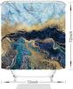 Marble Shower Curtain, Blue Marble Shower Curtain Set, Abstract Navy Blue Gold Glitter Veins Texture Marble Shower Curtains For