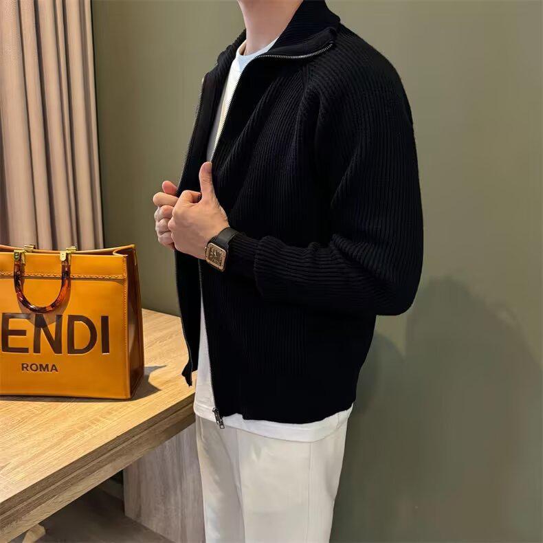Men's Retro Loose-Fit Zipper Knit Pullover Sweater