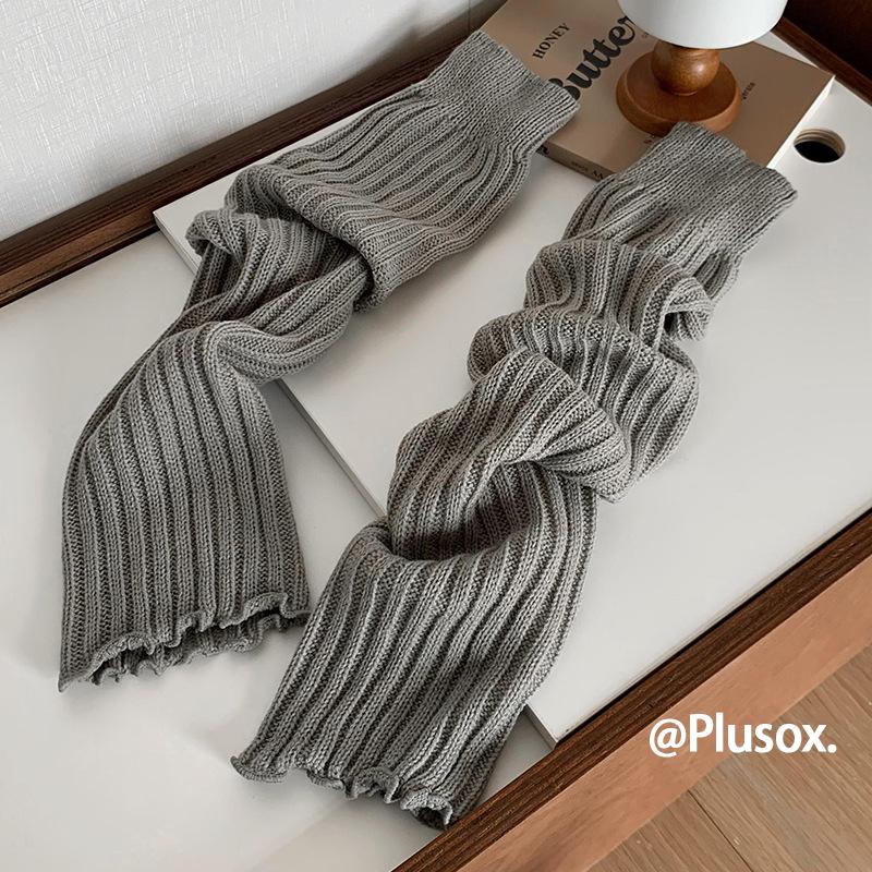 

Женские белые полосатые вязаные носки-гольфы Plusox - Тонкие гетры для лета горячей девушки One Size серый