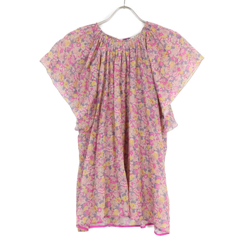 BLAMINK 7921-230-0072 Cotton Silk MC/S FLW/P GATH NSL Floral Print Blouse tops 38 pinkUsed